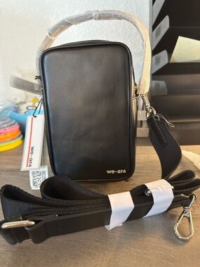 WE-AR4 Black Mini Crossbody Bag Structured Top Handle Designer NWT